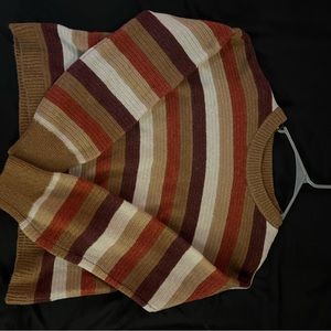 PINK ROSE stripped knitted sweater slight crop